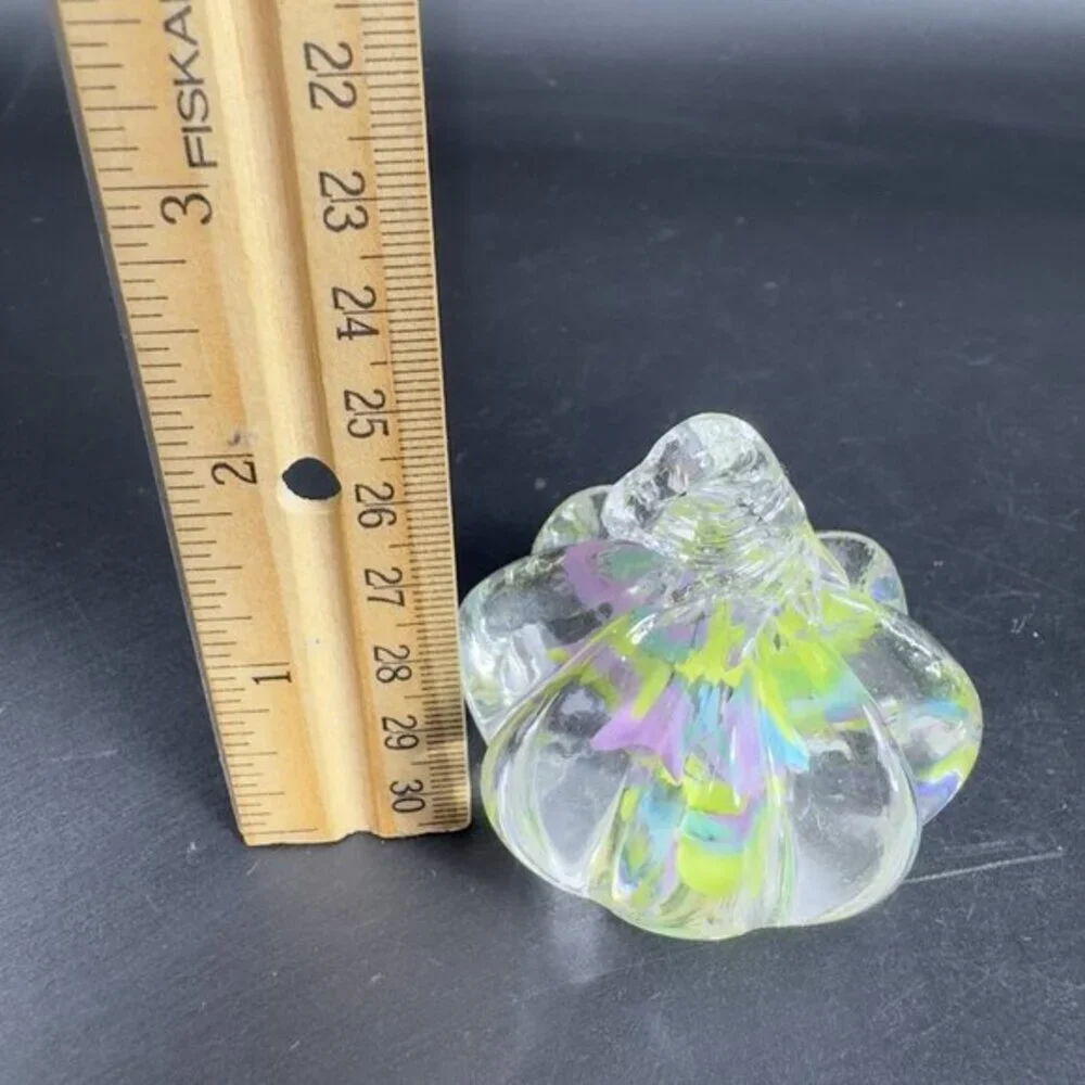Hand Blown Glass Peter Patterson Art Paperweight Swirl Pumpkin USA Small‎ Decor